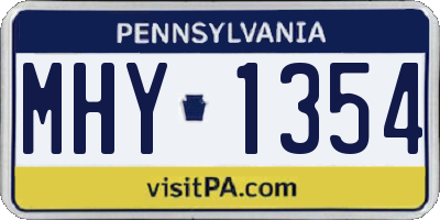PA license plate MHY1354