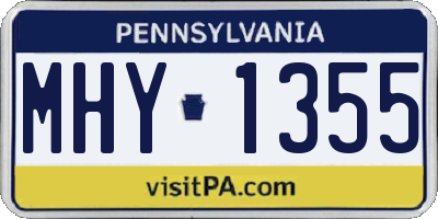 PA license plate MHY1355