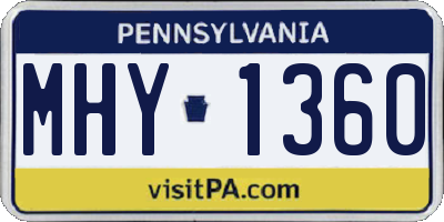 PA license plate MHY1360