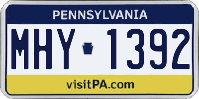 PA license plate MHY1392