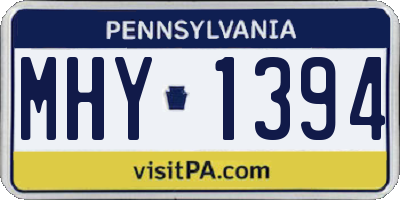 PA license plate MHY1394
