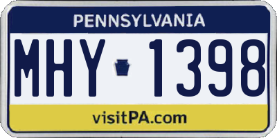 PA license plate MHY1398