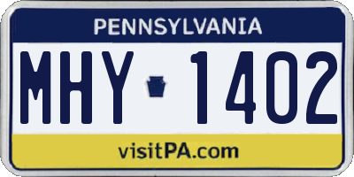 PA license plate MHY1402