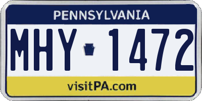 PA license plate MHY1472
