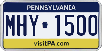 PA license plate MHY1500
