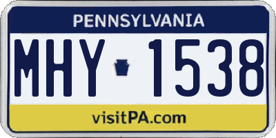 PA license plate MHY1538