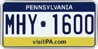 PA license plate MHY1600
