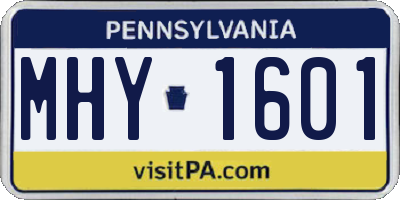 PA license plate MHY1601