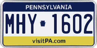 PA license plate MHY1602