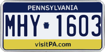 PA license plate MHY1603