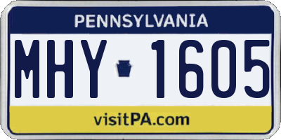 PA license plate MHY1605