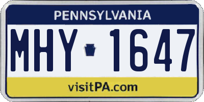 PA license plate MHY1647