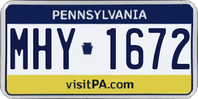 PA license plate MHY1672
