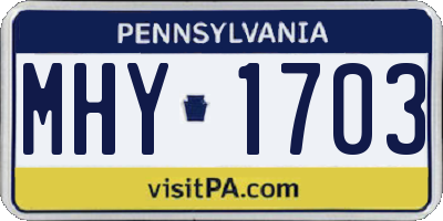 PA license plate MHY1703