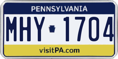 PA license plate MHY1704