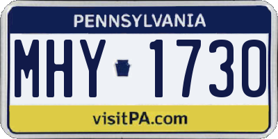 PA license plate MHY1730