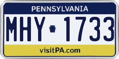 PA license plate MHY1733