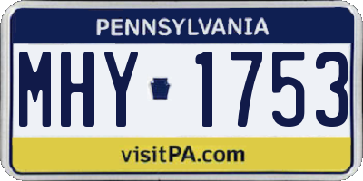 PA license plate MHY1753