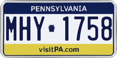 PA license plate MHY1758