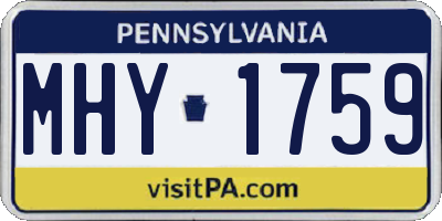 PA license plate MHY1759