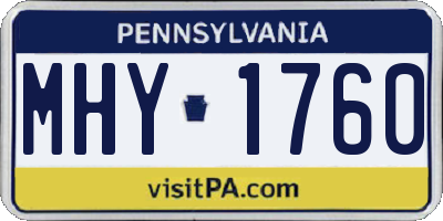 PA license plate MHY1760