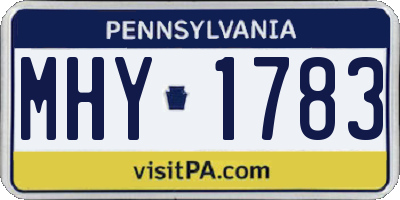 PA license plate MHY1783