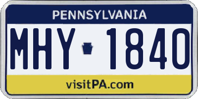 PA license plate MHY1840