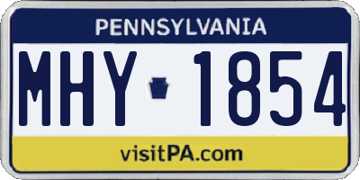 PA license plate MHY1854
