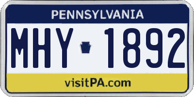 PA license plate MHY1892
