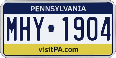 PA license plate MHY1904