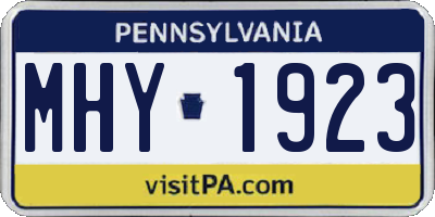 PA license plate MHY1923