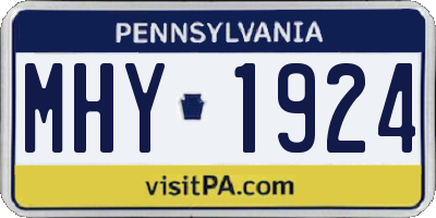PA license plate MHY1924