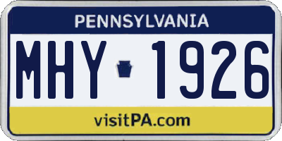 PA license plate MHY1926