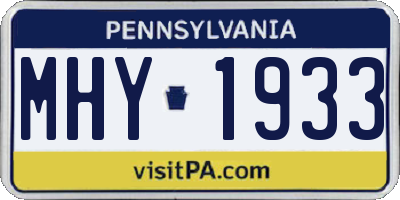 PA license plate MHY1933