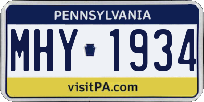 PA license plate MHY1934