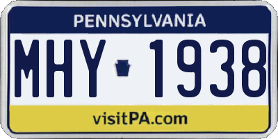 PA license plate MHY1938