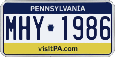 PA license plate MHY1986