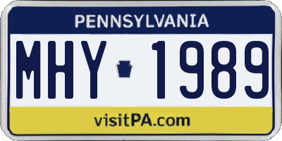 PA license plate MHY1989