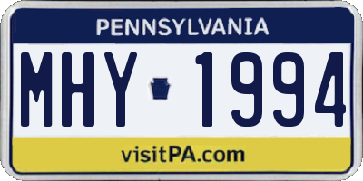 PA license plate MHY1994