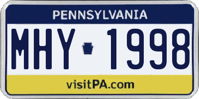 PA license plate MHY1998