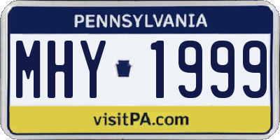 PA license plate MHY1999