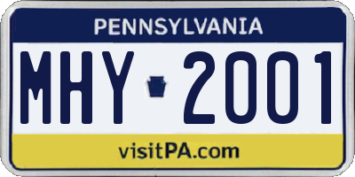 PA license plate MHY2001