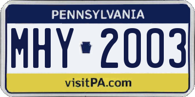 PA license plate MHY2003