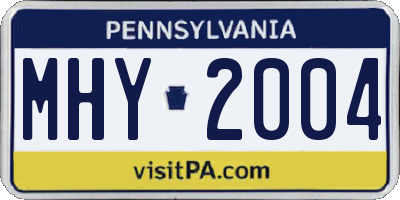 PA license plate MHY2004