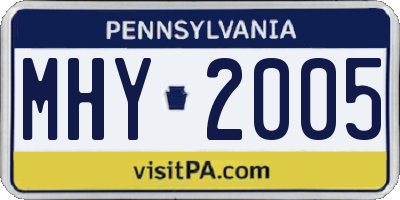 PA license plate MHY2005
