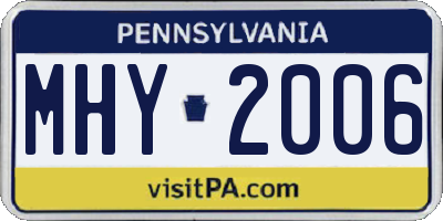 PA license plate MHY2006