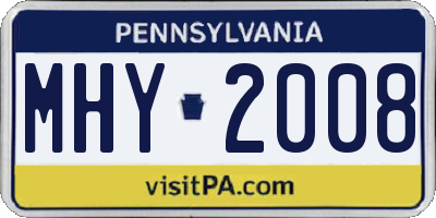 PA license plate MHY2008