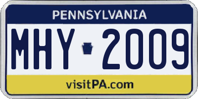 PA license plate MHY2009