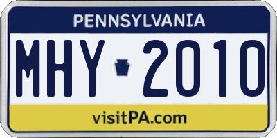 PA license plate MHY2010