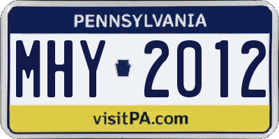 PA license plate MHY2012